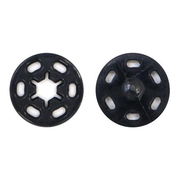 画像1: スナップボタン 【ブラック】 黒 ボタン 樹脂製 縫い付けタイプ 打ち具不要 10組入り 【15mm】 きらきらぷんぷん丸 B-1099 (1)