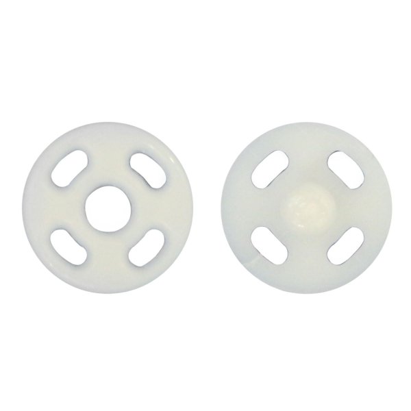 画像1: スナップボタン 【ホワイト】 白 ボタン 樹脂製 縫い付けタイプ 打ち具不要 10組入り 【7mm】 きらきらぷんぷん丸 B-1102 (1)