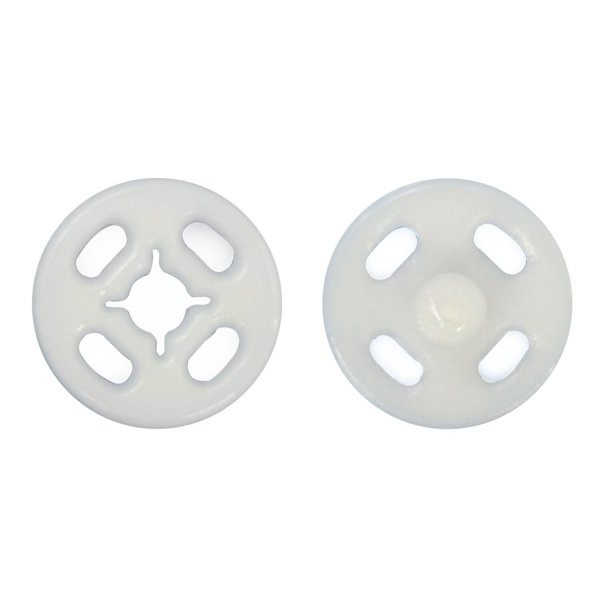 画像1: スナップボタン 【ホワイト】 白 ボタン 樹脂製 縫い付けタイプ 打ち具不要 10組入り 【10mm】 きらきらぷんぷん丸 B-1103 (1)