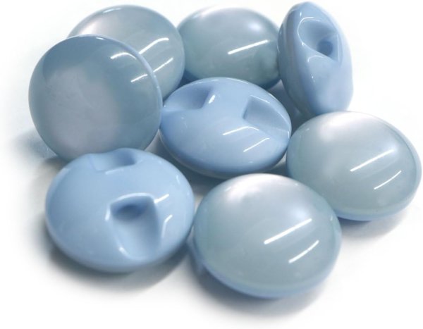 画像1: カラークリアボタン【ライトブルー】丸型 裏穴 トンネル 8個入り【15mm】光沢 立体 3D 手芸 きらきらぷんぷん丸 B-1152 (1)