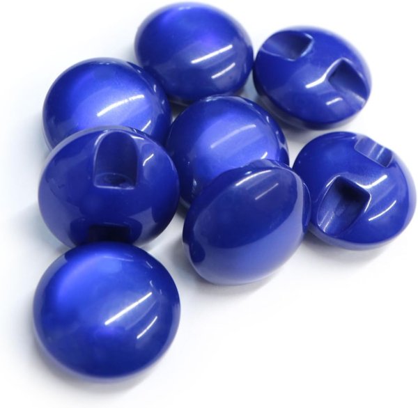 画像1: カラークリアボタン【ブルー】丸型 裏穴 トンネル 8個入り【15mm】光沢 立体 3D 手芸 きらきらぷんぷん丸 B-1153 (1)