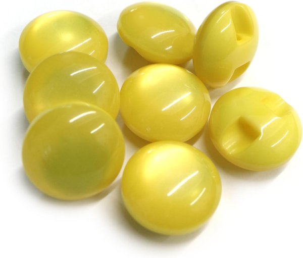 画像1: カラークリアボタン【イエロー】丸型 裏穴 トンネル 8個入り【15mm】光沢 立体 3D 手芸 きらきらぷんぷん丸 B-1154 (1)