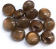 画像1: カラークリアボタン【ブラウン】丸型 裏穴 トンネル 12個入り【10mm】光沢 立体 3D 手芸 きらきらぷんぷん丸 B-1163 (1)