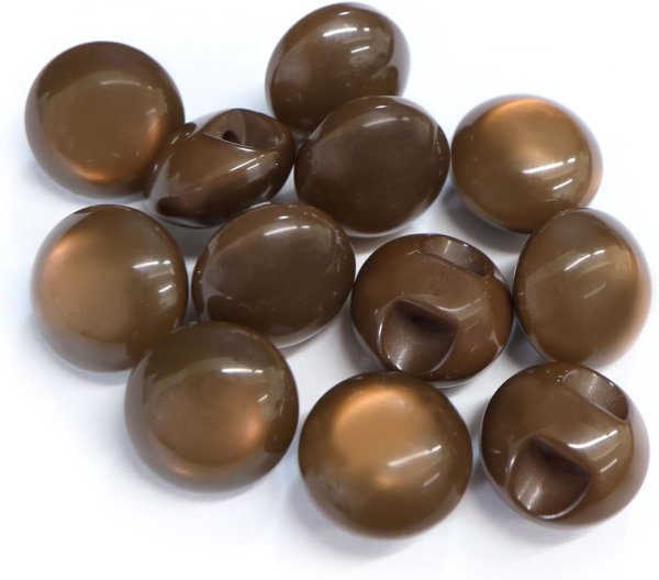 画像1: カラークリアボタン【ブラウン】丸型 裏穴 トンネル 12個入り【10mm】光沢 立体 3D 手芸 きらきらぷんぷん丸 B-1163 (1)