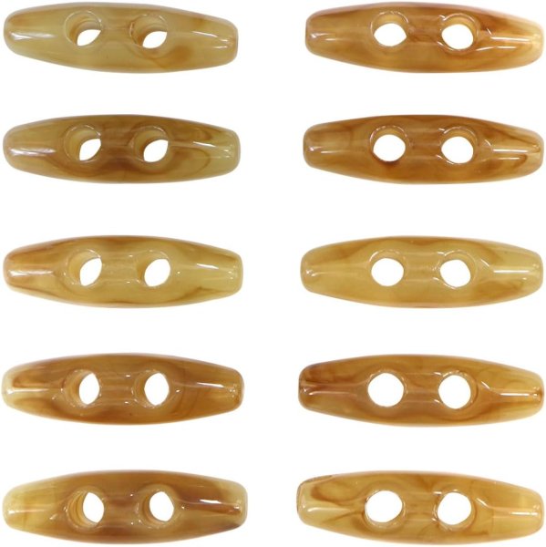 画像1: トグルボタン 31mm 10個入り 【ライトブラウン&ブラウン】 茶色 マーブル模様 水牛調 アクリル樹脂製 留め具 ダッフルコート 手芸 きらきらぷんぷん丸 B-1169 (1)