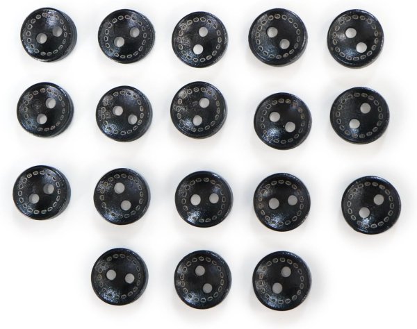 画像1: ウッドボタン 二つ穴 点線模様【ブラック】黒 皿型 18個入り【10mm】木製 手芸 おしゃれ 可愛い きらきらぷんぷん丸 B-1188 (1)