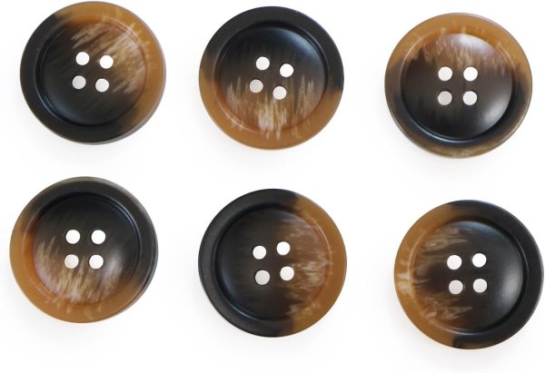 画像1: 四つ穴ボタン マーブル模様 グラデーション【ブラウン】茶色 6個入り【25mm】樹脂製 手芸 おしゃれ 可愛い きらきらぷんぷん丸 B-1190 (1)