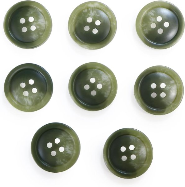 画像1: 四つ穴ボタン マーブル模様 グラデーション【グリーン】緑 8個入り【20mm】樹脂製 手芸 おしゃれ 可愛い きらきらぷんぷん丸 B-1193 (1)