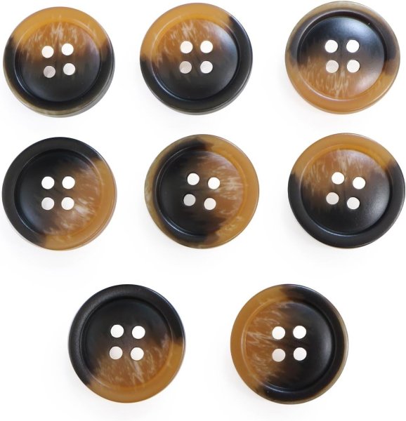 画像1: 四つ穴ボタン マーブル模様 グラデーション【ブラウン】茶色 8個入り【20mm】樹脂製 手芸 おしゃれ 可愛い きらきらぷんぷん丸 B-1194 (1)