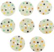 画像1: 二つ穴ボタン アイボリー カラフル 水玉模様 【20mm】 8個入り ツヤあり フラット ドット柄 白 樹脂製 おしゃれ 可愛い きらきらぷんぷん丸 B-1197 (1)