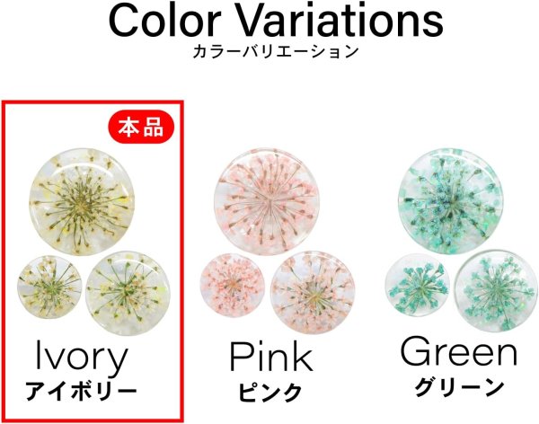 画像4: 足つきボタン ドライフラワー【アイボリー】8個入り 白 花【12mm】手芸 樹脂製 可愛い おしゃれ きらきらぷんぷん丸 B-1205 (4)
