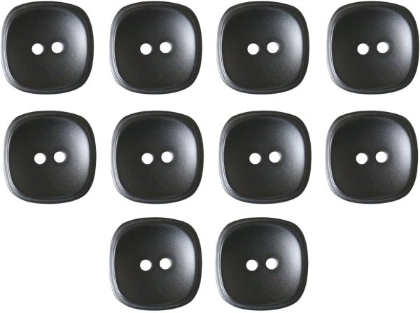 画像1: 二つ穴ボタン 四角 スクエア【ブラック】黒 10個入り マット【16mm】ツヤなし シンプル 樹脂製 手芸 おしゃれ 可愛い きらきらぷんぷん丸 B-1232 (1)