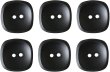 画像1: 二つ穴ボタン 四角 スクエア【ブラック】黒 6個入り マット【23mm】ツヤなし シンプル 樹脂製 手芸 おしゃれ 可愛い きらきらぷんぷん丸 B-1235 (1)