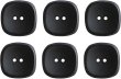 画像1: 二つ穴ボタン 四角 スクエア【ブラック】黒 6個入り マット【28mm】ツヤなし シンプル 樹脂製 手芸 おしゃれ 可愛い きらきらぷんぷん丸 B-1238 (1)