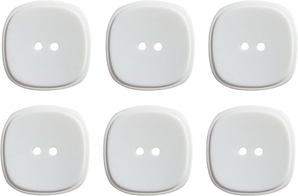 画像1: 二つ穴ボタン 四角 スクエア【ホワイト】白 6個入り マット【28mm】ツヤなし シンプル 樹脂製 手芸 おしゃれ 可愛い きらきらぷんぷん丸 B-1239 (1)