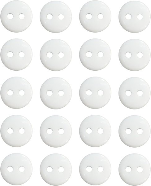 画像1: 二つ穴ボタン【ホワイト】白 シンプル 20個入り【7mm】ツヤあり ベーシック 樹脂製 手芸 おしゃれ きらきらぷんぷん丸 B-1240 (1)