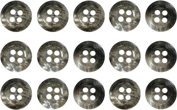 画像1: 四つ穴ボタン マーブル 光沢【グレー】灰色 15個入り【11mm】ツヤあり 樹脂製 手芸 おしゃれ きらきらぷんぷん丸 B-1245 (1)