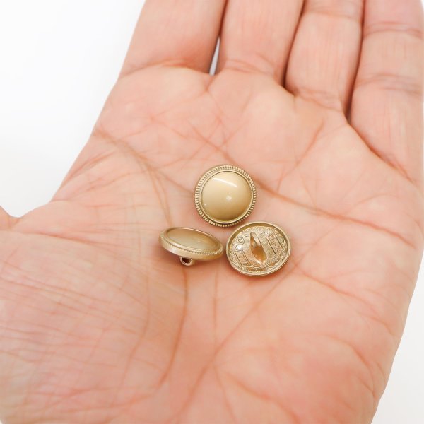 画像5: メタルボタン フチあり【マットゴールド】金 丸型 足つき シャンクボタン 金属 メタル 飾り 手芸 6個入【15mm】きらきらぷんぷん丸 B-1251 (5)