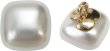 画像1: パール飾りボタン 四角形【ホワイト】白 スクエア 足つき 樹脂 手芸 8個入【12mm】きらきらぷんぷん丸 B-1255 (1)