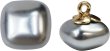 画像1: パール飾りボタン 四角形【グレー】灰色 スクエア 足つき 樹脂 手芸 8個入【12mm】きらきらぷんぷん丸 B-1257 (1)
