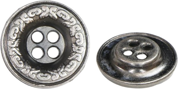 画像1: 装飾メタルボタン 四つ穴【シルバー】銀 丸ボタン 金属 手芸 アンティーク 飾り 8個入【13mm】きらきらぷんぷん丸 B-1268 (1)