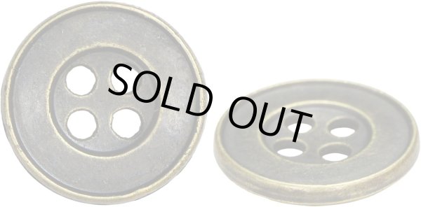 画像1: メタルボタン 四つ穴 シンプル【 アンティークゴールド】金 丸ボタン 金属 手芸 10個入【15mm】きらきらぷんぷん丸 B-1270 (1)