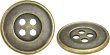 画像1: メタルボタン 四つ穴 シンプル【 アンティークゴールド】金 丸ボタン 金属 手芸 8個入【20mm】きらきらぷんぷん丸 B-1272 (1)