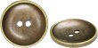 画像1: メタルボタン 二つ穴 お椀型【アンティークゴールド】金 丸ボタン 金属 手芸 10個入【15mm】きらきらぷんぷん丸 B-1276 (1)