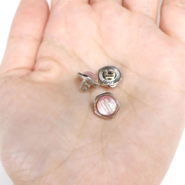画像5: 足つきボタン オーロラ 飾り【ピンク】10個入り【10mm】シルバー 光沢 五角形 シャンクタイプ 樹脂製 手芸 かわいい おしゃれ きらきらぷんぷん丸 B-1289 (5)