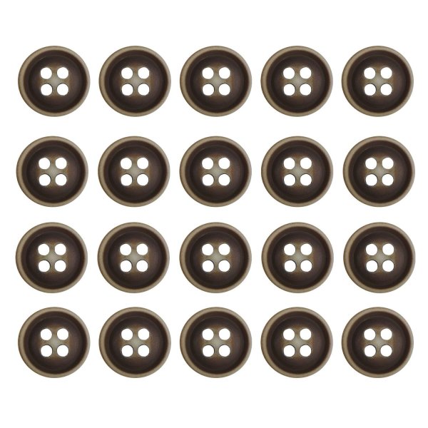 画像1: 四つ穴ボタン ウッド調【ブラウン】茶色 20個入り【11mm】ツヤなし 樹脂製 手芸 ヴィンテージ風 かわいい おしゃれ きらきらぷんぷん丸 B-1297 (1)