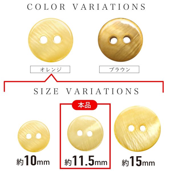 画像3: シェルボタン 【11.5mm】オレンジ 10個入り 染色 真珠 貝 二つ穴 手芸 装飾 おしゃれ きらきらぷんぷん丸 B-1300 (3)
