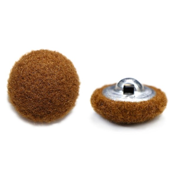画像1: くるみボタン フェルト調 【ブラウン】 15mm 10個入り 手芸 装飾 おしゃれ 縫製 洋服 シャンク 足つき きらきらぷんぷん丸 B-1328 (1)