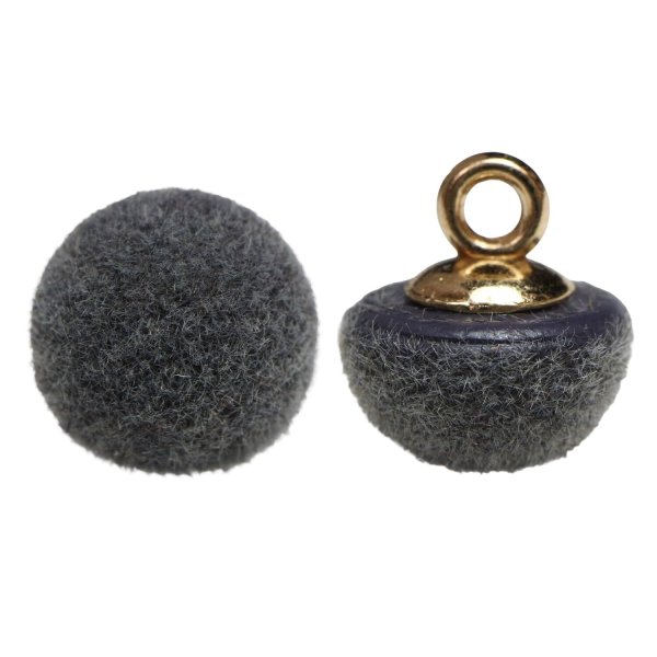 画像1: ボアボタン 足つき フロッキー加工 10mm 【グレー】 20個入り 手芸 装飾 おしゃれ 縫製 洋服 シャンク きらきらぷんぷん丸 B-1333 (1)