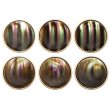 画像1: 飾りボタン ストライプ柄 【ブラウン】23mm 6個入り 手芸 装飾 おしゃれ 足つき 洋服 シャンク 偏光 きらきらぷんぷん丸 B-1344 (1)