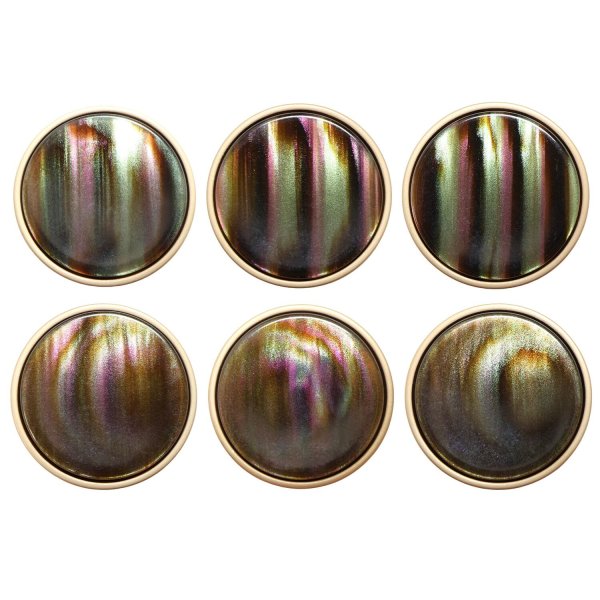 画像1: 飾りボタン ストライプ柄 【ブラウン】23mm 6個入り 手芸 装飾 おしゃれ 足つき 洋服 シャンク 偏光 きらきらぷんぷん丸 B-1344 (1)