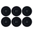 画像1: ベロア調 四つ穴ボタン 【ブラック】 25mm 6個 フロッキー加工 手芸 ハンドメイド 洋服 きらきらぷんぷん丸 B-1352 (1)