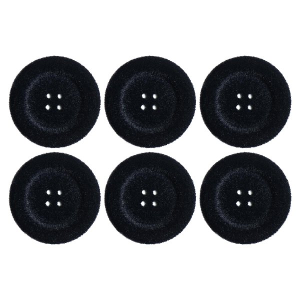 画像1: ベロア調 四つ穴ボタン 【ブラック】 25mm 6個 フロッキー加工 手芸 ハンドメイド 洋服 きらきらぷんぷん丸 B-1352 (1)