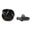 画像1: メタルボタン フラワー 【ブラック】 黒 4個入り 【18mm】 足つき シャンク 花 モチーフ 装飾 金属製 手芸 おしゃれ きらきらぷんぷん丸 B-1366 (1)
