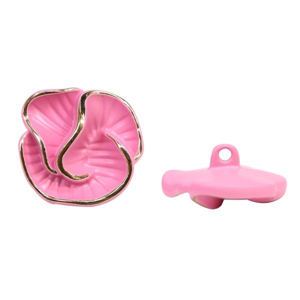 画像1: メタルボタン フラワー 【ピンク】 4個入り 【18mm】 足つき シャンク 花 モチーフ 装飾 金属製 手芸 おしゃれ きらきらぷんぷん丸 B-1368 (1)