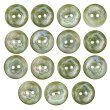 画像1: 二つ穴ボタン フラワー マーブル模様 【グリーン】 緑 15個入り 【11.5mm】 オーロラ 光沢 透け感 花 樹脂製 手芸 おしゃれ きらきらぷんぷん丸 B-1373 (1)
