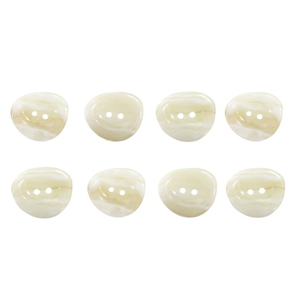 画像1: 二つ穴ボタン 変形 マーブル模様 【ホワイト】 白 8個入り 【25mm】 樹脂製 手芸 おしゃれ きらきらぷんぷん丸 B-1383 (1)