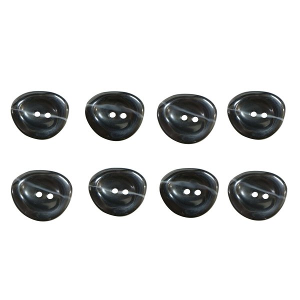 画像1: 二つ穴ボタン 変形 ホワイトライン 【ブラック】 黒 8個入り 【25mm】 樹脂製 手芸 おしゃれ きらきらぷんぷん丸 B-1387 (1)