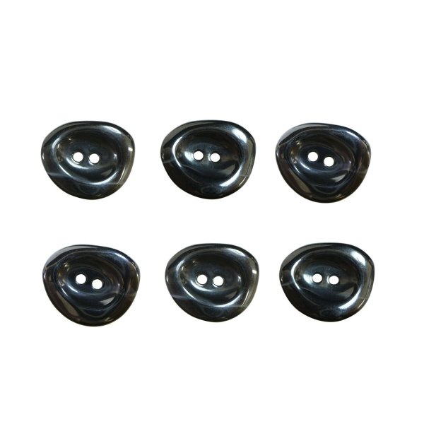 画像1: 二つ穴ボタン 変形 ホワイトライン 【ブラック】 黒 6個入り 【30mm】 樹脂製 手芸 おしゃれ きらきらぷんぷん丸 B-1388 (1)