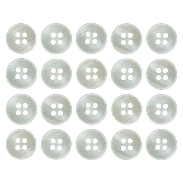 画像1: 四つ穴ボタン シェル調 【ホワイト】 白 20個入り 【11.5mm】 樹脂製 手芸 おしゃれ きらきらぷんぷん丸 B-1389 (1)