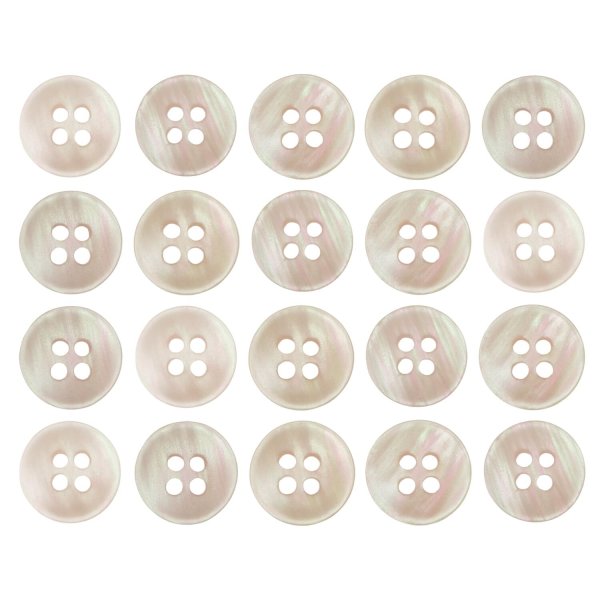 画像1: 四つ穴ボタン シェル調 【ピンク】 20個入り 【11.5mm】 樹脂製 手芸 おしゃれ きらきらぷんぷん丸 B-1390 (1)