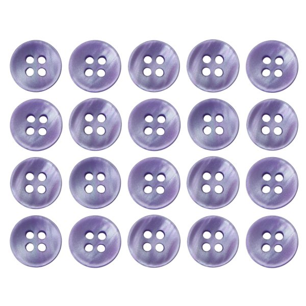 画像1: 四つ穴ボタン シェル調 【パープル】 紫 20個入り 【11.5mm】 樹脂製 手芸 おしゃれ きらきらぷんぷん丸 B-1393 (1)