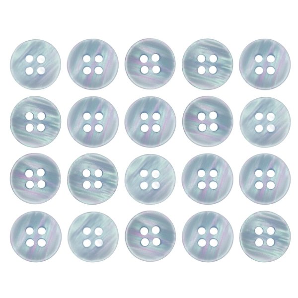 画像1: 四つ穴ボタン シェル調 【ライトブルー】 水色 20個入り 【11.5mm】 樹脂製 手芸 おしゃれ きらきらぷんぷん丸 B-1394 (1)