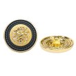 画像1: メタル エンブレム ボタン 【ブラック】 25mm 6個入り ゴールド 足つき シャンク 装飾 手芸 ハンドメイド きらきらぷんぷん丸 B-1407 (1)