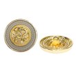 画像1: メタル エンブレム ボタン 【グレージュ】 25mm 6個入り ゴールド 足つき シャンク 装飾 手芸 ハンドメイド きらきらぷんぷん丸 B-1411 (1)