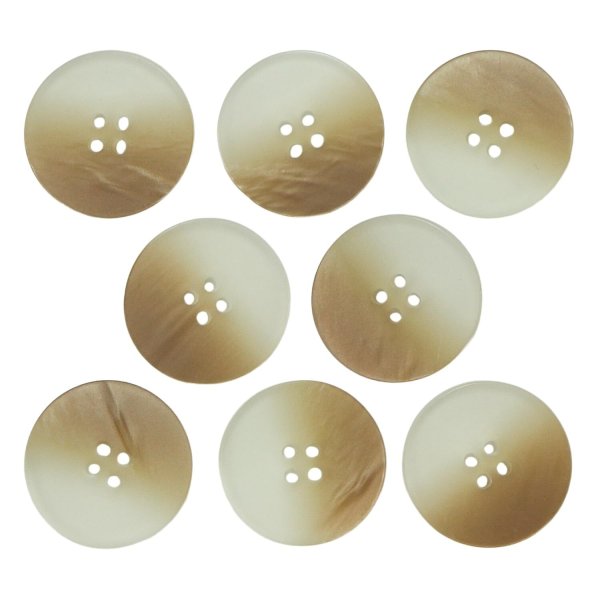 画像1: 4つ穴 クリアマットボタン【ベージュ】丸ボタン 樹脂 手芸 8個入 グラデーション【21.5mm】きらきらぷんぷん丸 B-1425 (1)